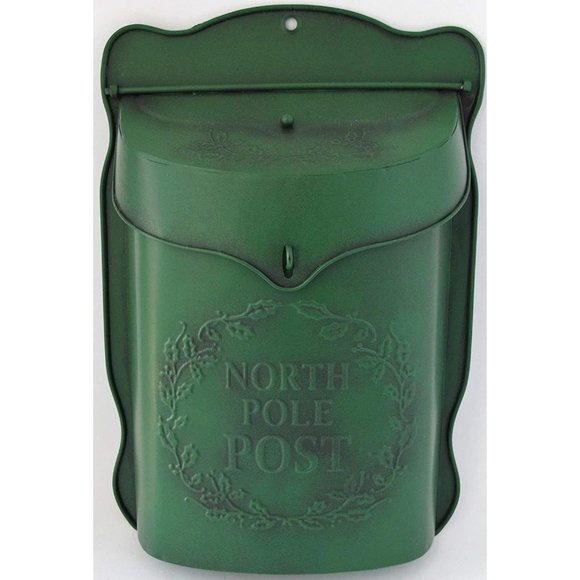 Christmas North Pole Post Green Mail Box Metal Tin - Picture 4 of 14